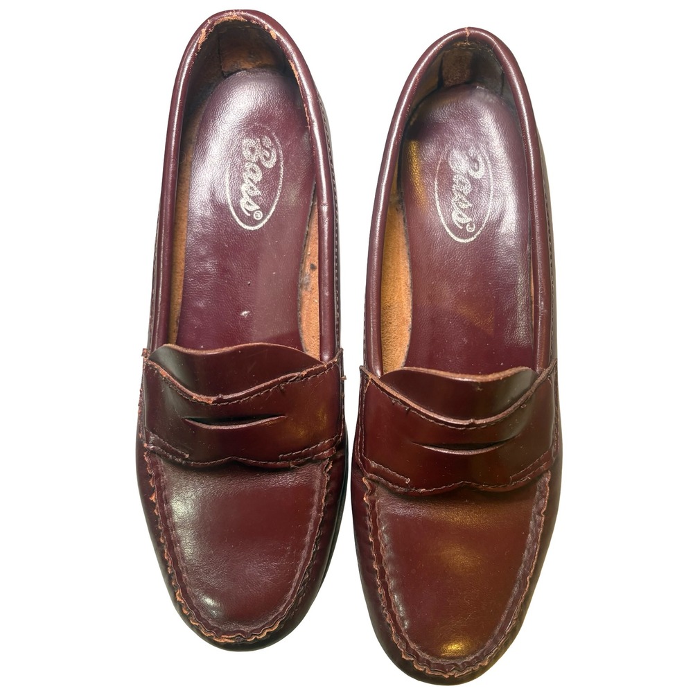 Bass Womens Burgundy Leather Penny Loafers Size 6 B Slip On Shoes 721W Preppy - Picture 6 of 8